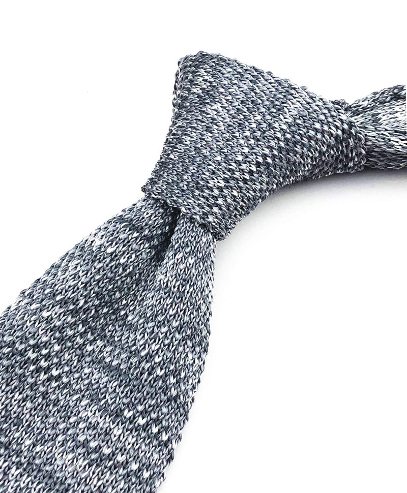 Secdtie Men's Skinny Knit Tie Vintage Mixed Pattern Casual 2.4" Necktie (One Size, Tweed Grey) - Image 4